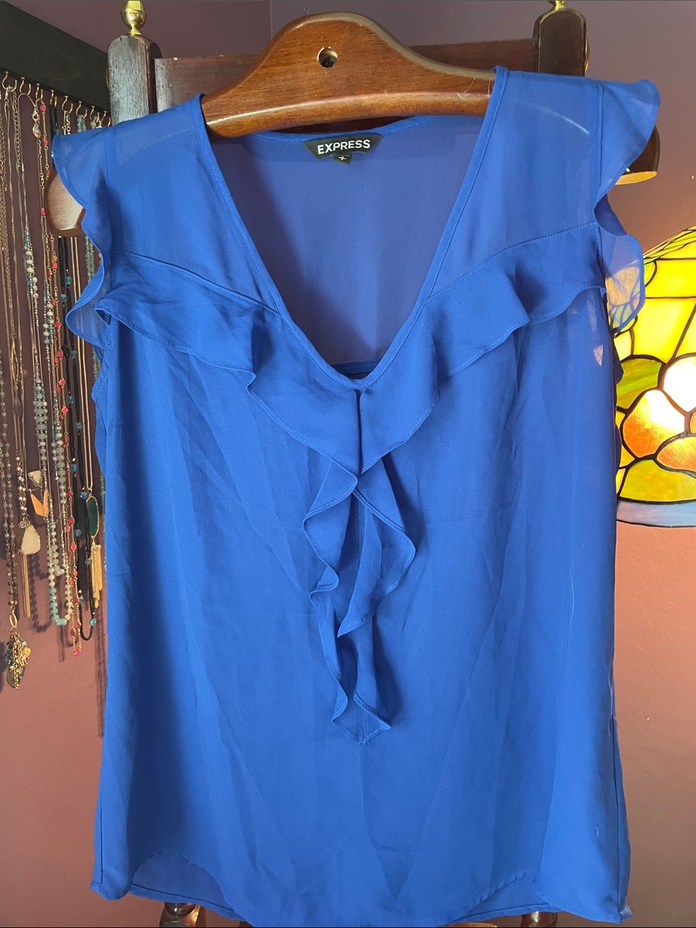 EXPRESS RUFFLED TANK COBALT